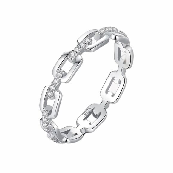 925 Sterling Silver Links Ring - Picture 1 of 8